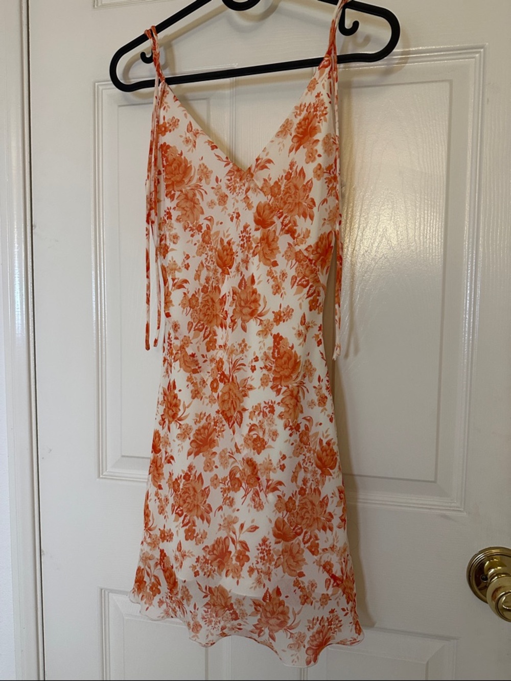 Aritzia Orange Floral Slip Dress on Cream